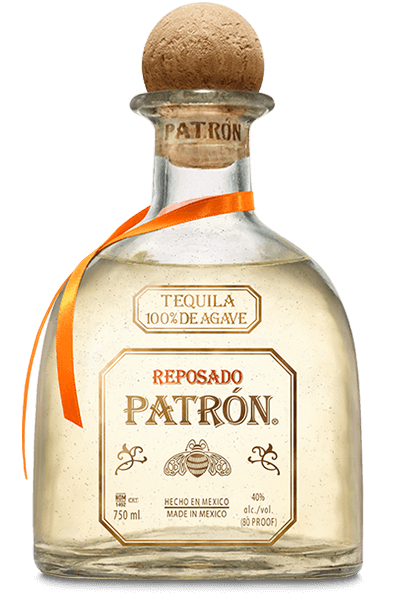 Patrón Reposado bottle.